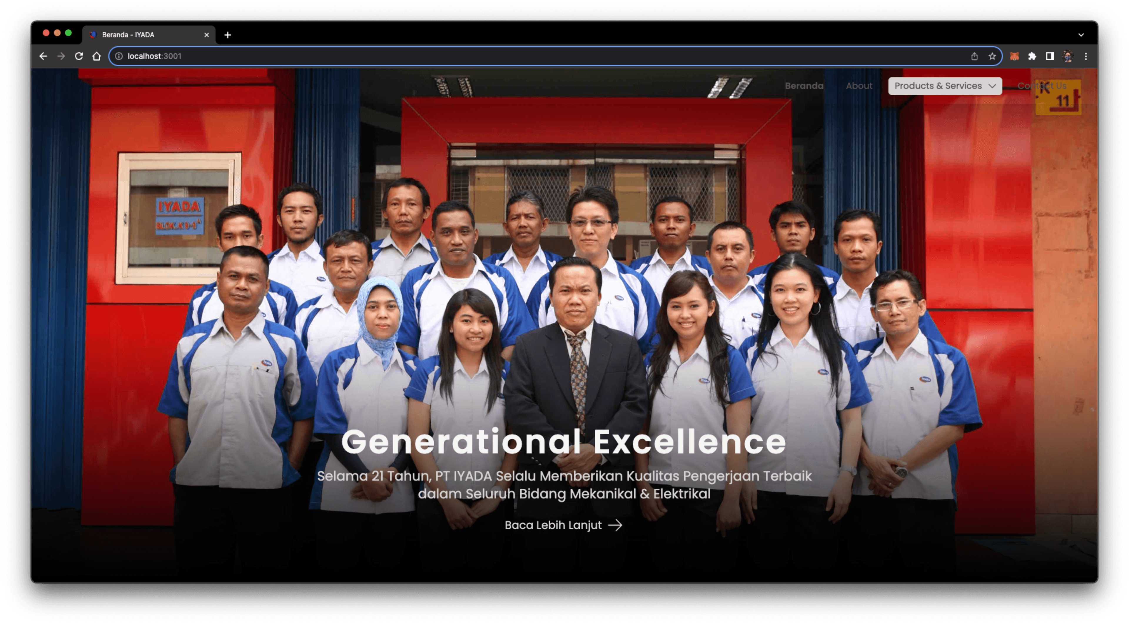 PT Iyada company profile site — screenshot 1